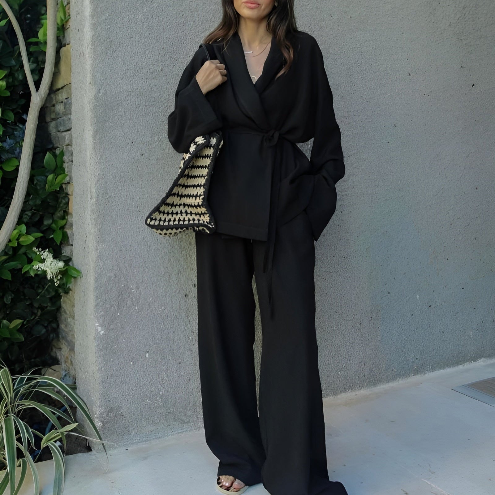 Lniany Komplet Kimono Dla Kobiet