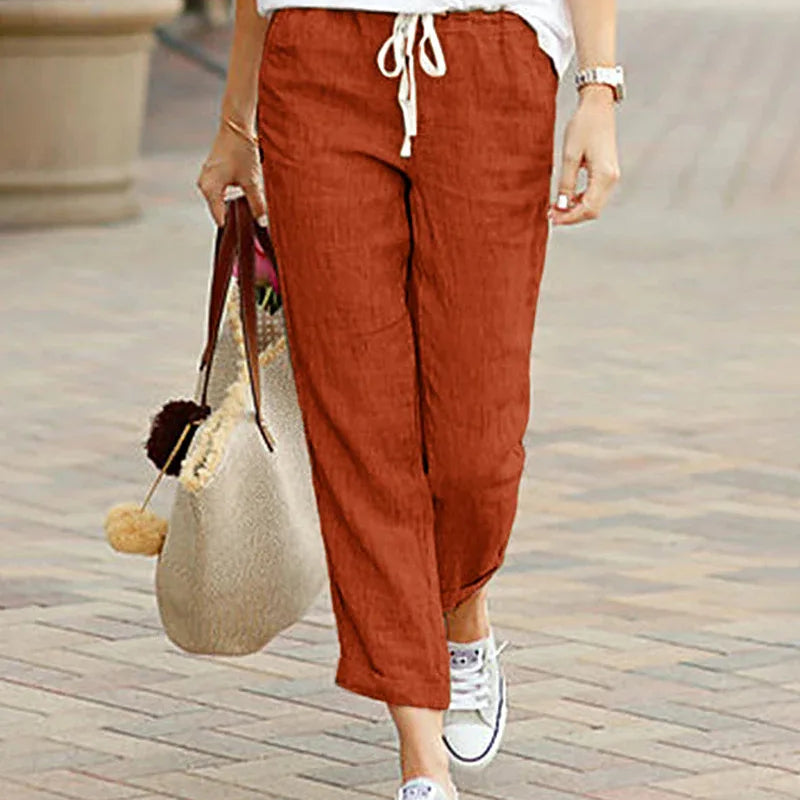 ELSASHAPE | LNIANE LUŹNE SPODNIE DLA KOBIET