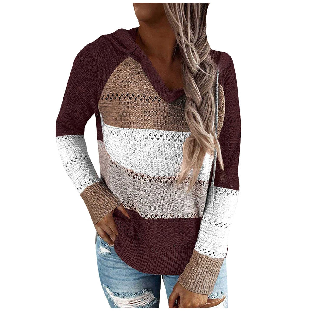 ELSASHAPE | AŻUROWY SWETER BOHO Z KAPTUREM DLA KOBIET