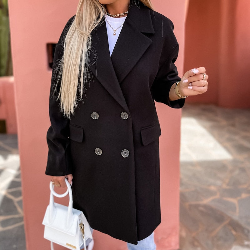 ELSASHAPE | DWURZĘDOWY KLASYCZNY PŁASZCZ DLA KOBIET