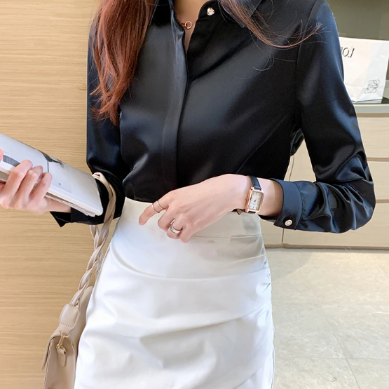 ELSASHAPE | SATYNOWA KLASYCZNA KOSZULA DLA KOBIET