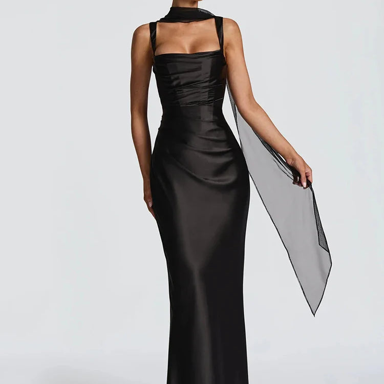 ELSASHAPE | SUKIENKA MAXI ZE SZNURKIEM NA PLECACH DLA KOBIET