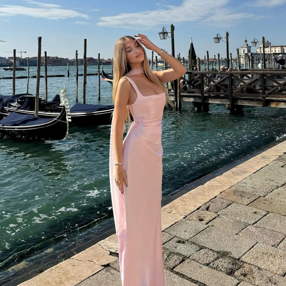 ELSASHAPE | SUKIENKA MAXI ZE SZNURKIEM NA PLECACH DLA KOBIET